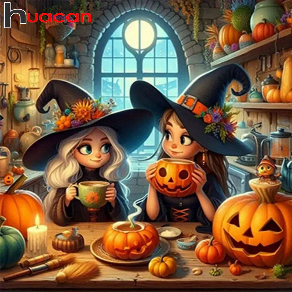 Photo Mosaic Print - Huacan Halloween Decoration Diamond Painting Gril