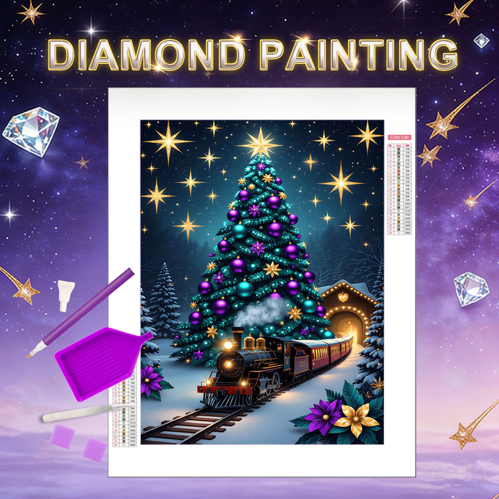 Photo Mosaic Print - HUACAN Diamond Art Painting Tree Christmas